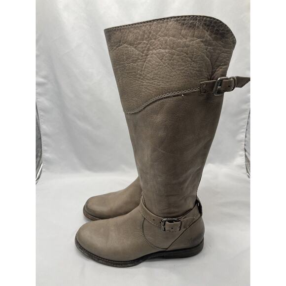 Frye Phillip Leather Riding Boots Women 6.5 B Gray Half Side Zip 3476844 - Picture 4 of 10